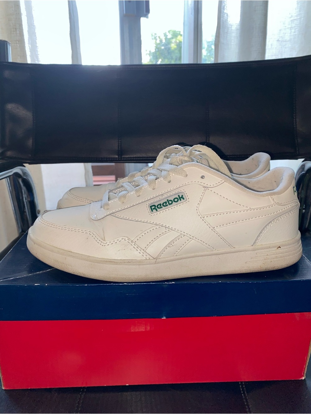 Reebok White Low-Top Sneakers with Green Logo